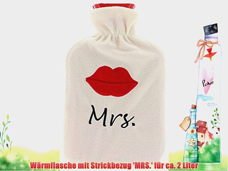 W?rmflasche mit Strickbezug 'MRS.' f?r ca. 2 Liter