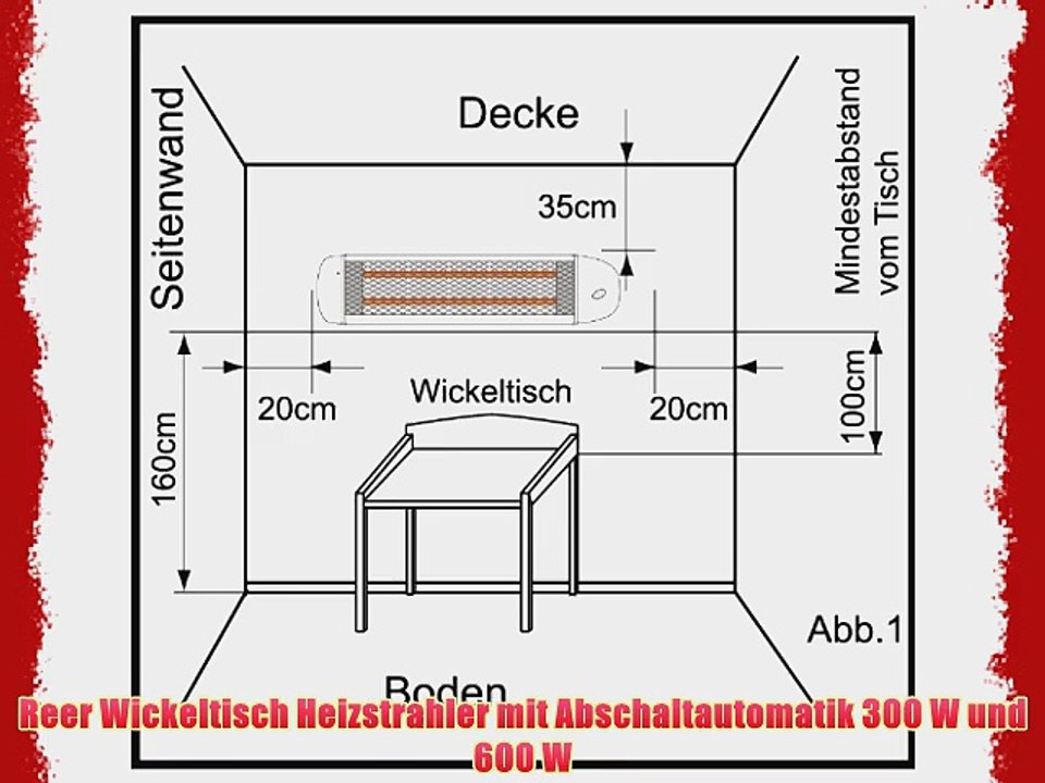 Reer Wickeltisch Heizstrahler mit Abschaltautomatik 300 W und 600 W
