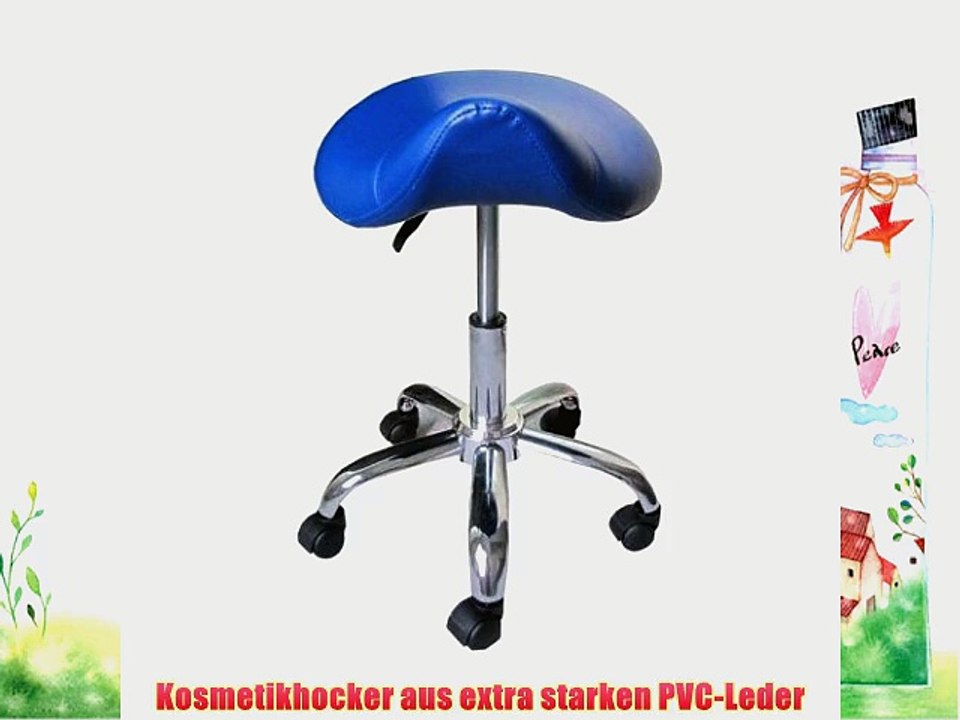Kosmetikhocker blau Sitzh?he stufenlos verstellbar von ca. 43 - 58 cm Praxishocker Sattelhocker