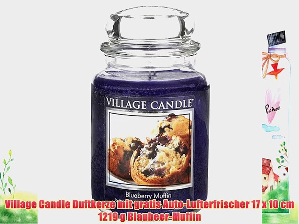 Village Candle Duftkerze mit gratis Auto-Lufterfrischer 17 x 10 cm 1219 g Blaubeer-Muffin