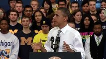 President Barack Obama speaks at the University of Michigan in Ann Arbor, 2012
