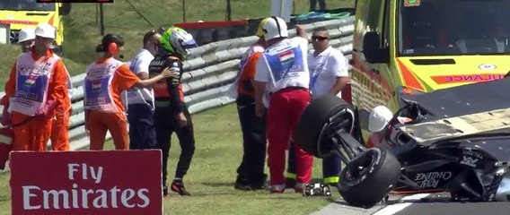 Sergio Perez crash Hungary GP Pratice 1
