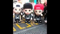 150328 EXO 엑소 Animated Mascots @ Myeongdong Street   Dancing  Call Me Baby