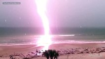 Captivating slow motion footage shows moment lightning strikes a beach | Mashable