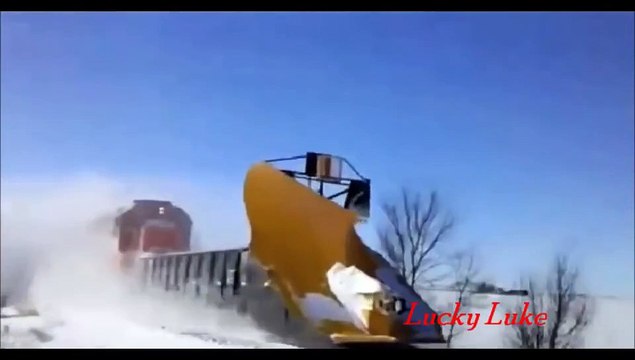 NEW 2013 Awesome Powerful Train plow through snow railway tracks Watch full HD