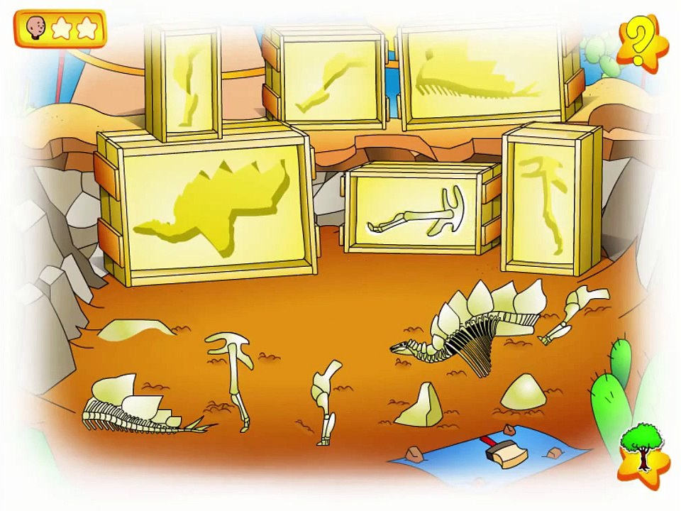 Caillou Dinosaur Digging Cartoon Animation PBS Kids Game Play Walkthrough