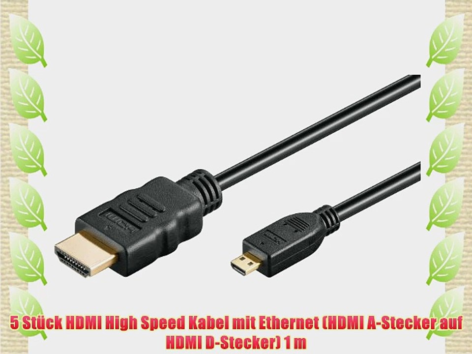 5 St?ck HDMI High Speed Kabel mit Ethernet (HDMI A-Stecker auf HDMI D-Stecker) 1 m