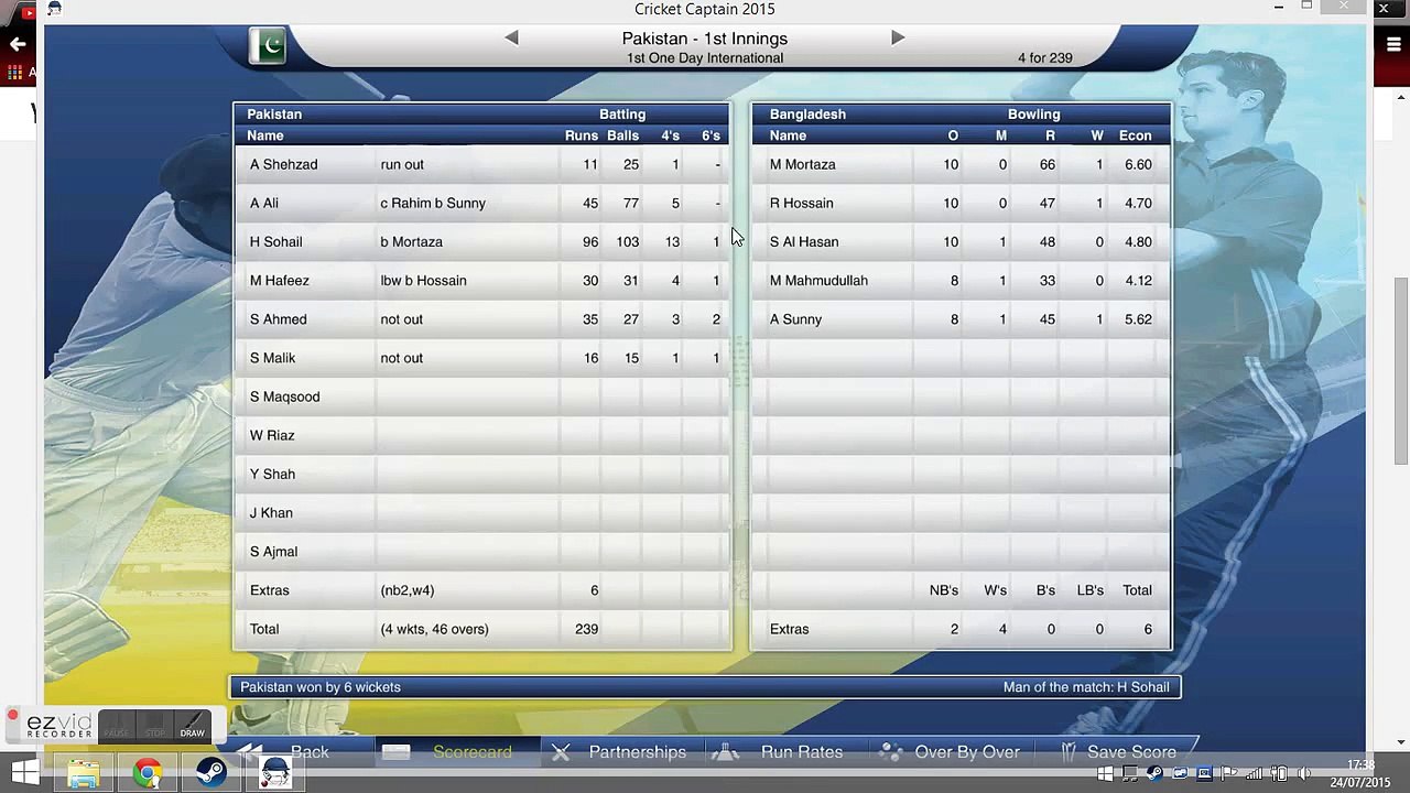 Pakistan vs Bangladesh Cricket Captain 2015 1st ODI Result