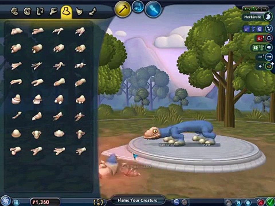 how to make a lizard on spore