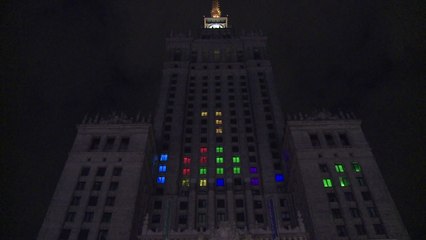 Giant Tetris Game Played on the Windows of Polish Building