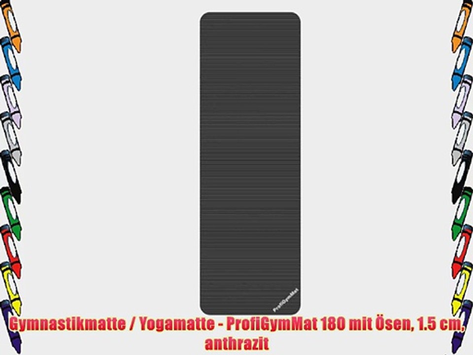 Gymnastikmatte / Yogamatte - ProfiGymMat 180 mit ?sen 1.5 cm anthrazit