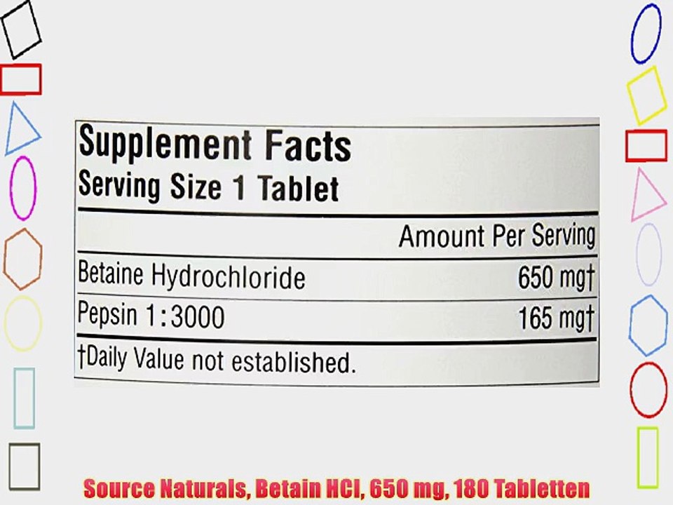 Source Naturals Betain HCI 650 mg 180 Tabletten