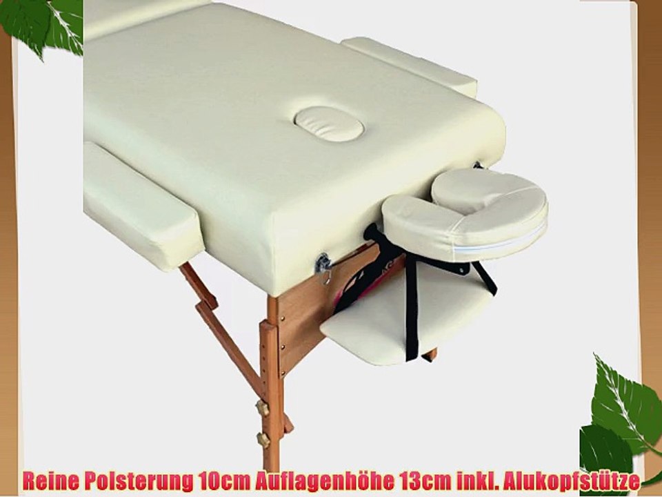 TecTake? Massageliege Premium Farbe beige 10cm reine Polsterung inkl. 2 Lagerrungsrollen Hocker