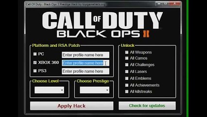 Call of Duty Black Ops 2 Prestige Hack XBOX 360, PC, PS3