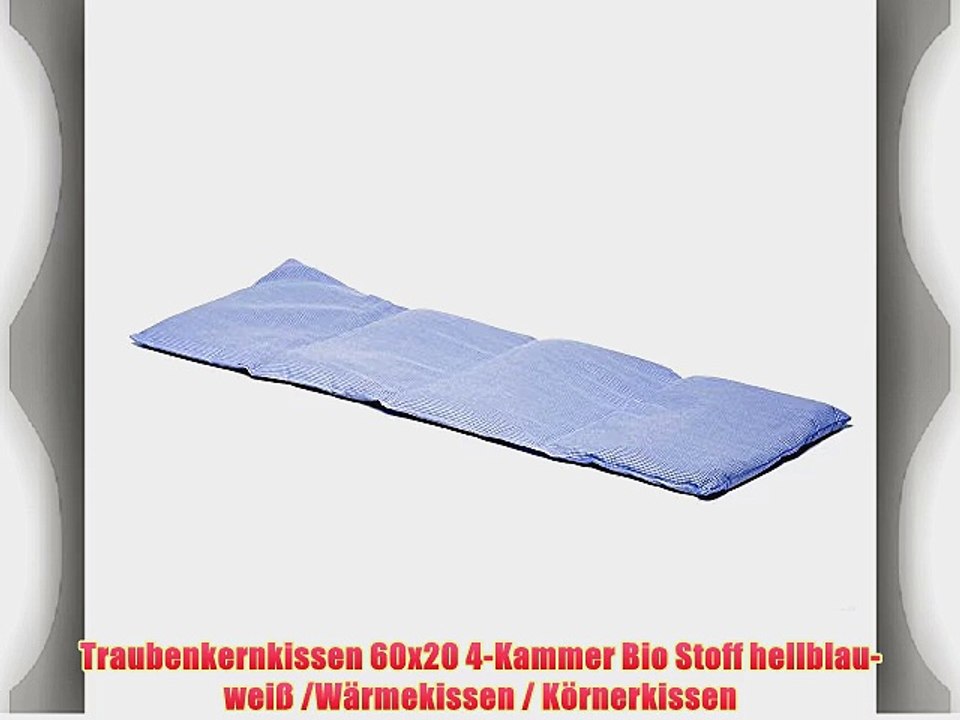Traubenkernkissen 60x20 4-Kammer Bio Stoff hellblau-wei? /W?rmekissen / K?rnerkissen