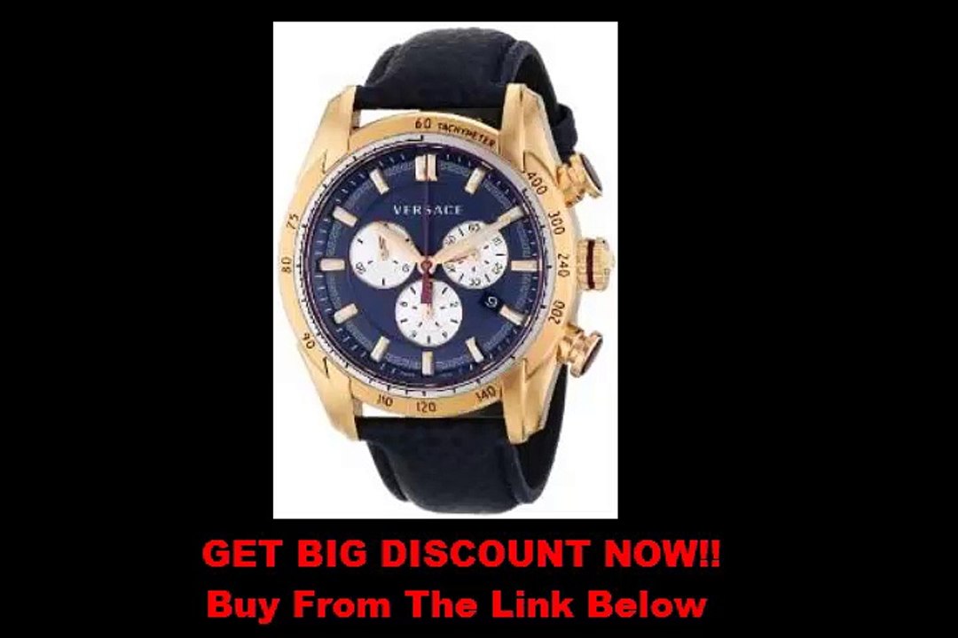 DISCOUNT Versace Men's VDB030014 V-Ray Rose Gold-Tone Watch With Blue Leather Strap