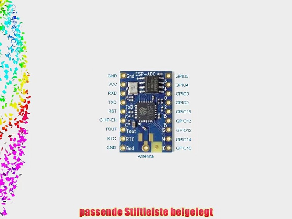 5x ESP-ADC DIL18 Modul mit ESP8266EX WLAN Chip alle IOs des ESP8266 herausgef?hrt praktisches