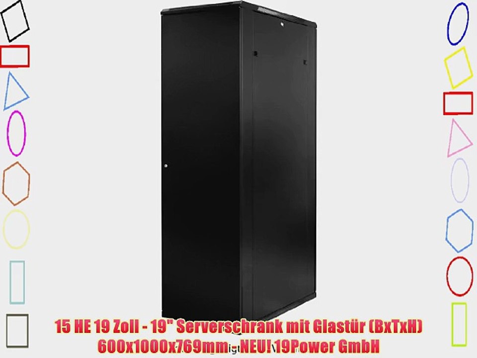 15 HE 19 Zoll - 19 Serverschrank mit Glast?r (BxTxH) 600x1000x769mm - NEU! 19Power GmbH