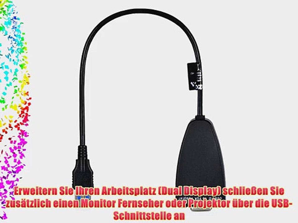 DONZO USB 3.0 auf VGA Adapter mit FL2000 Chipsatz - 1080p Full HD - kompatibel mit Windows