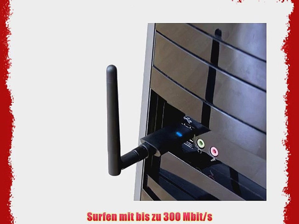 WLAN Stick Wireless USB Adapter 300 Mbit/s mit Antennenbuchse und abnehmbarer Antenne| Wireless