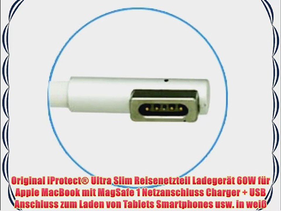 Original iProtect? Ultra Slim Reisenetzteil Ladeger?t 60W f?r Apple MacBook mit MagSafe 1 Netzanschluss