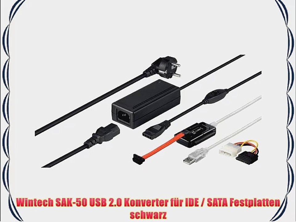 Wintech SAK-50 USB 2.0 Konverter f?r IDE / SATA Festplatten schwarz