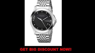 BEST BUY Gucci Men's YA126405 G-Timeless Medium Diamond Marker Black Dial Watch