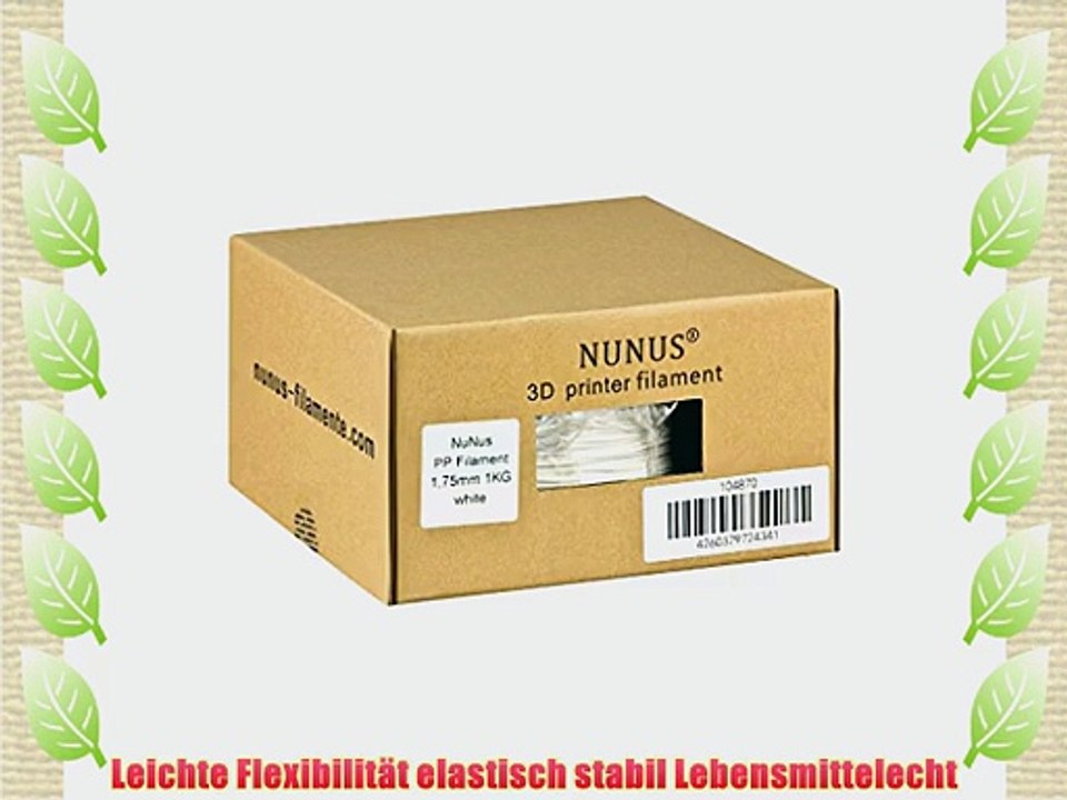 NuNus PP Filament (1.75mmwei?) 1kg f?r 3D Drucker - Lebensmittelecht - Food Grade