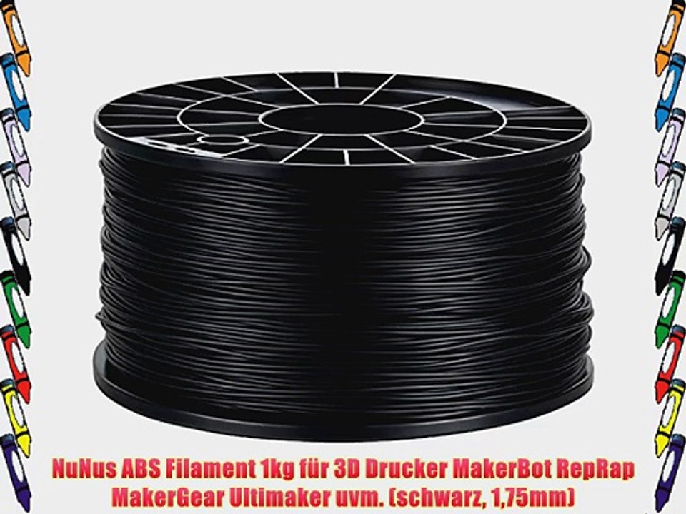 NuNus ABS Filament 1kg f?r 3D Drucker MakerBot RepRap MakerGear Ultimaker uvm. (schwarz 175mm)