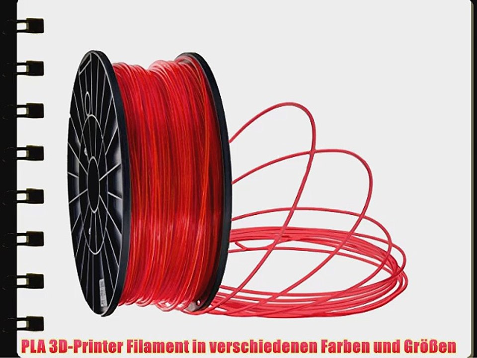 PLA Filament f?r 3D Drucker Printer 175mm 30mm je 1KG verschiedene Farben (Rot Transparent