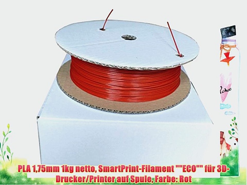 PLA 175mm 1kg netto SmartPrint-Filament ECO f?r 3D-Drucker/Printer auf Spule Farbe: Rot