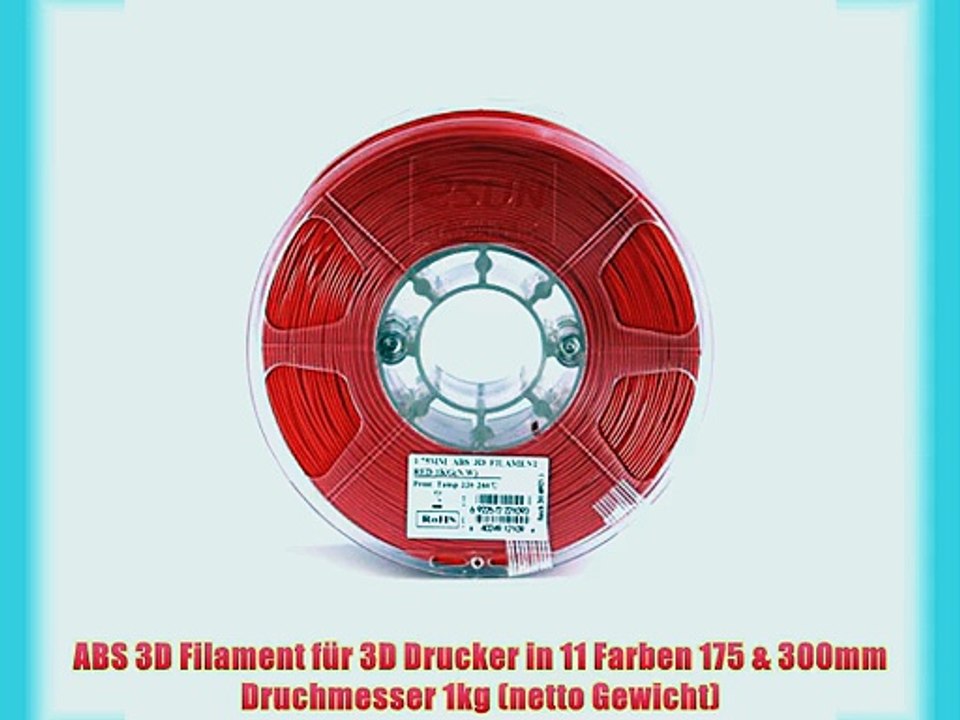 eSun 3D Filament - ABS 1kg / 300mm - Rot (red) Druck Tempe. 220-260? f?r 3D Drucker z.B. MakerBot