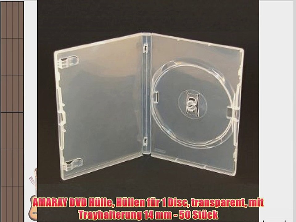 AMARAY DVD H?lle H?llen f?r 1 Disc transparent mit Trayhalterung 14 mm - 50 St?ck