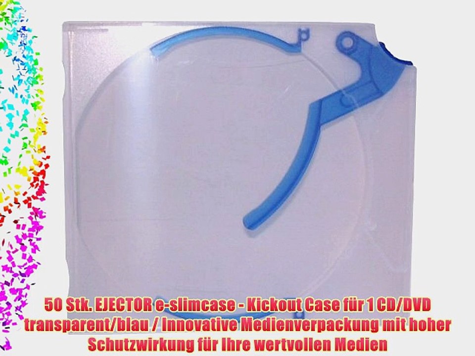 50 Stk. EJECTOR e-slimcase - Kickout Case f?r 1 CD/DVD transparent/blau / Innovative Medienverpackung