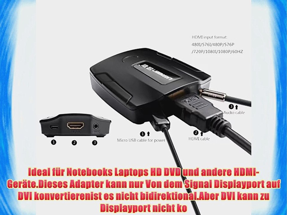 Ugreen HDMI auf VGA Wandler Adapter mit Audio und Micro-USB und hochwertigem Plastikgeh?use