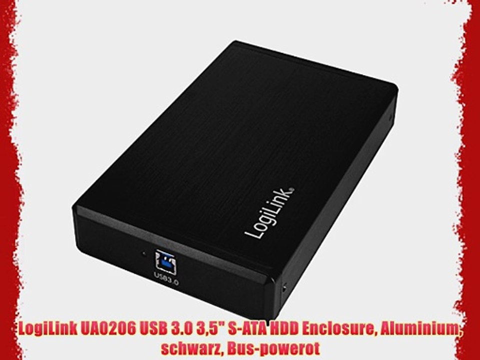 LogiLink UA0206 USB 3.0 35 S-ATA HDD Enclosure Aluminium schwarz Bus-powerot
