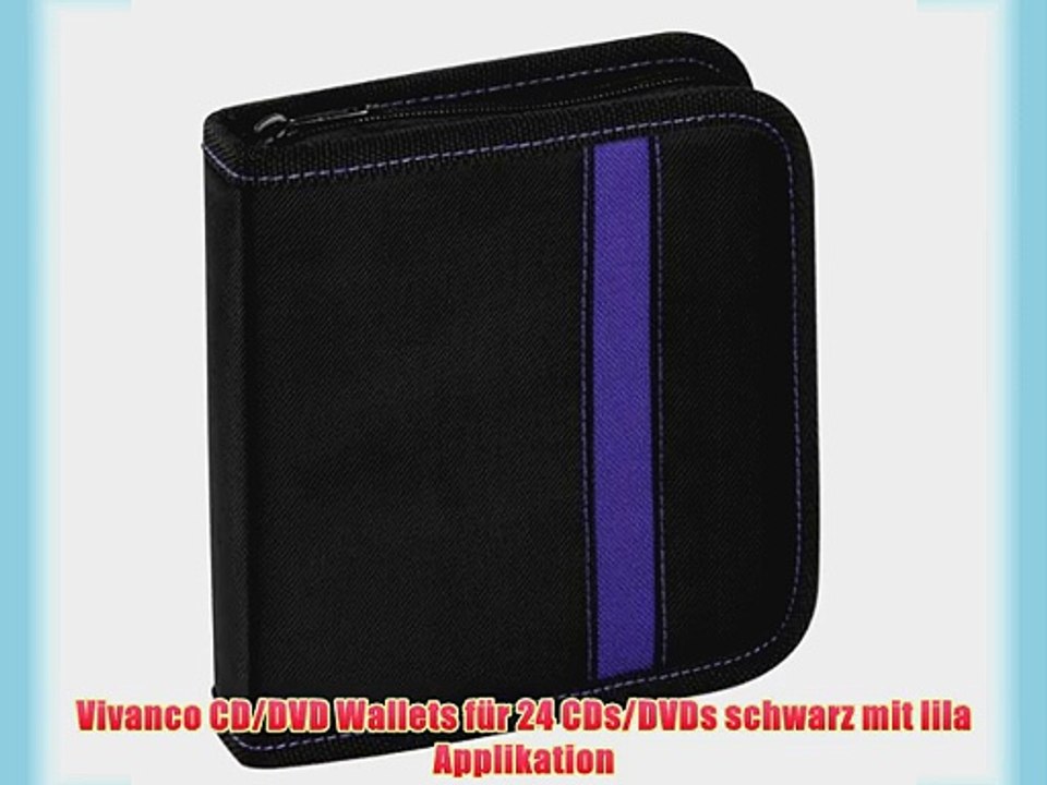Vivanco CD/DVD Wallets f?r 24 CDs/DVDs schwarz mit lila Applikation