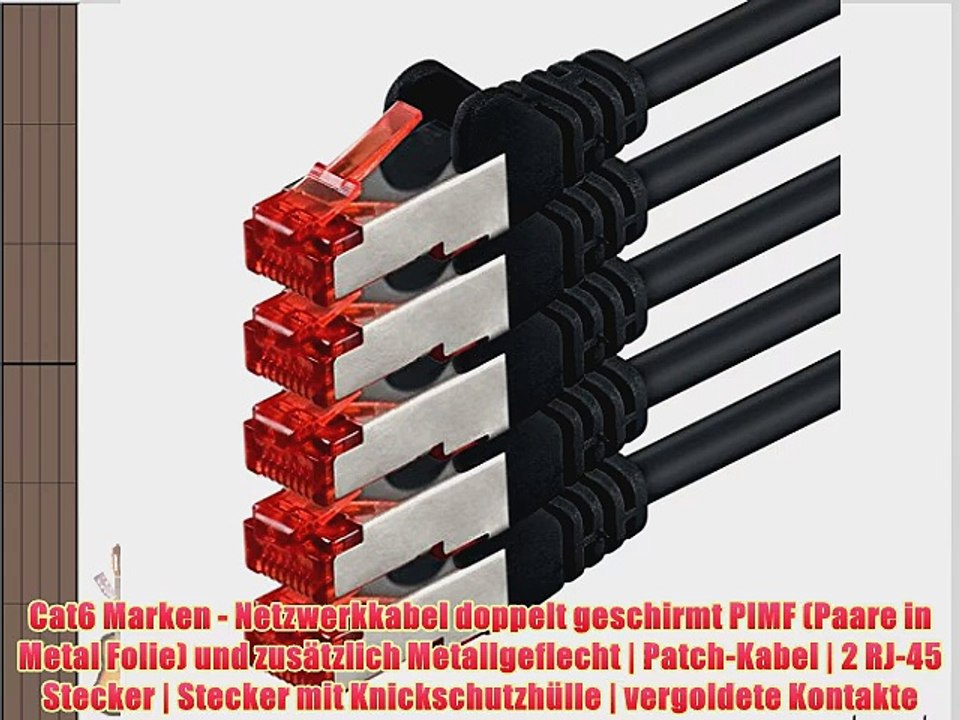 75m - schwarz - 5 St?ck - CAT.6 Ethernet Lan Netzwerkkabel RJ45 | 10/100/1000/Mbit/s | Patchkabel