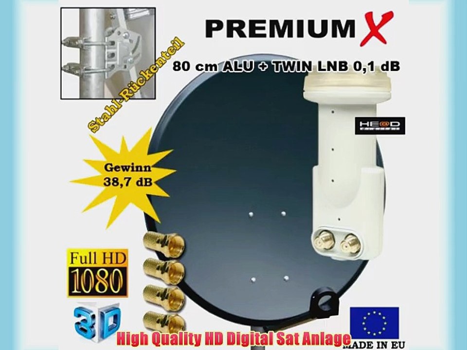 Antenne PremiumX SAT Sch?ssel Spiegel 80 cm Alu PXA-80 Anthrazit Aluminium Digitale Sat Anlage
