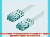 Patchkabel 15m | Cat6 UTP |Netzwerkkabel RJ45 auf RJ45 |hellgrau | hoch flexibel | super weiches