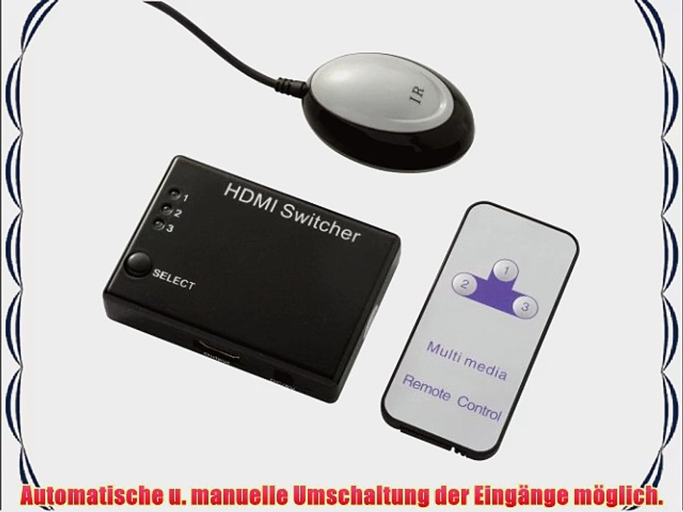 Schwaiger HDMI 31 A 031 3-in-1 Auto HDMI-Umschalter (IR-Maus FB)