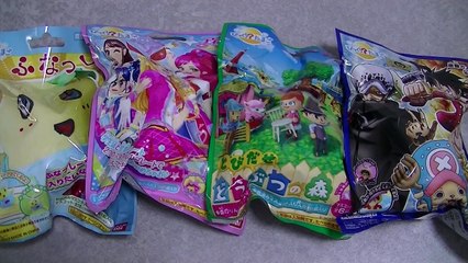 4 Surprise Eggs Bath Powder Balls Animal Crossing ONE PIECE Aikatsu! Funassyi どうぶつの森 ふなっしー びっくらたまご