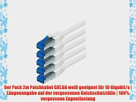 TPFNet (5er PACK) 2m CAT.6A - CAT6A Premium Ethernet LAN Patchkabel SFTP DOPPELT GESCHIRMT