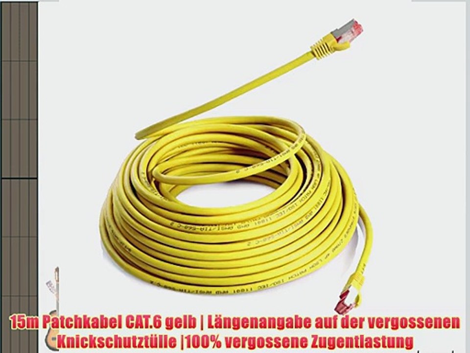 TPFNet 15m CAT.6 - CAT6 Premium Ethernet LAN Patchkabel SFTP DOPPELT GESCHIRMT | Gigabit Netzwerkkabel