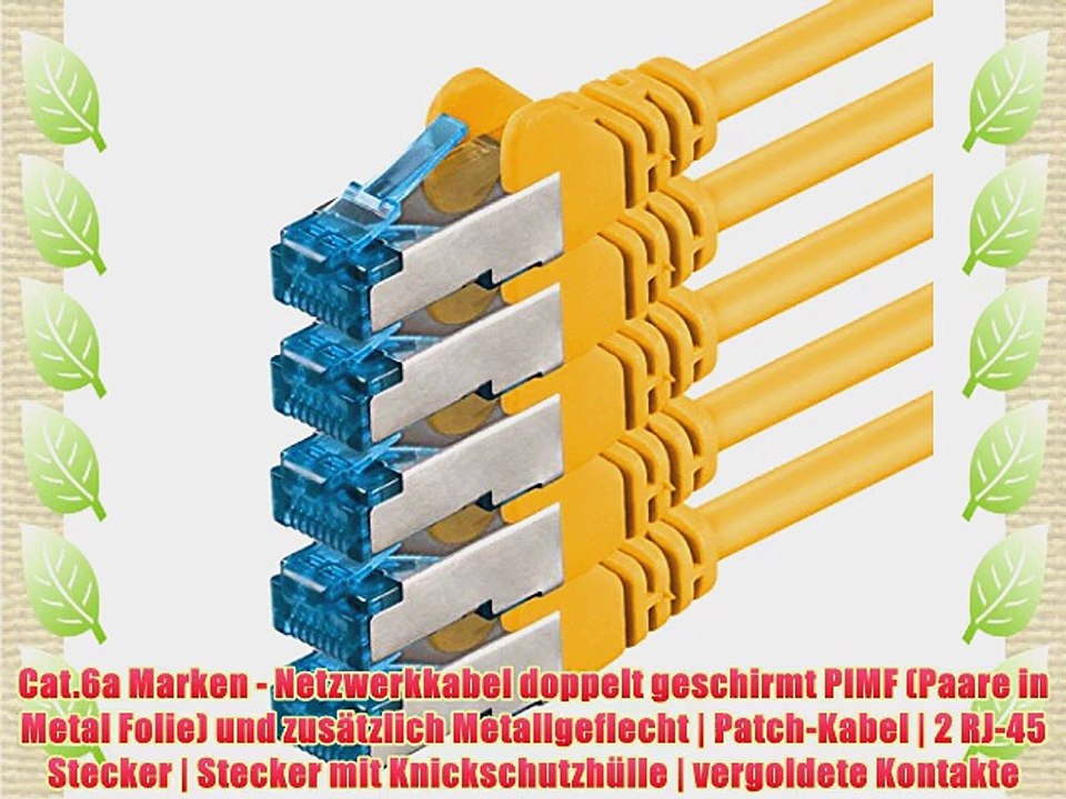 2m - CAT6a - Netzwerkkabel SET | gelb - 5 St?ck | CAT 6a | S-FTP | doppelt geschirmt - GHMT