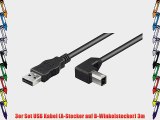 3er Set USB Kabel (A-Stecker auf B-Winkelstecker) 3m