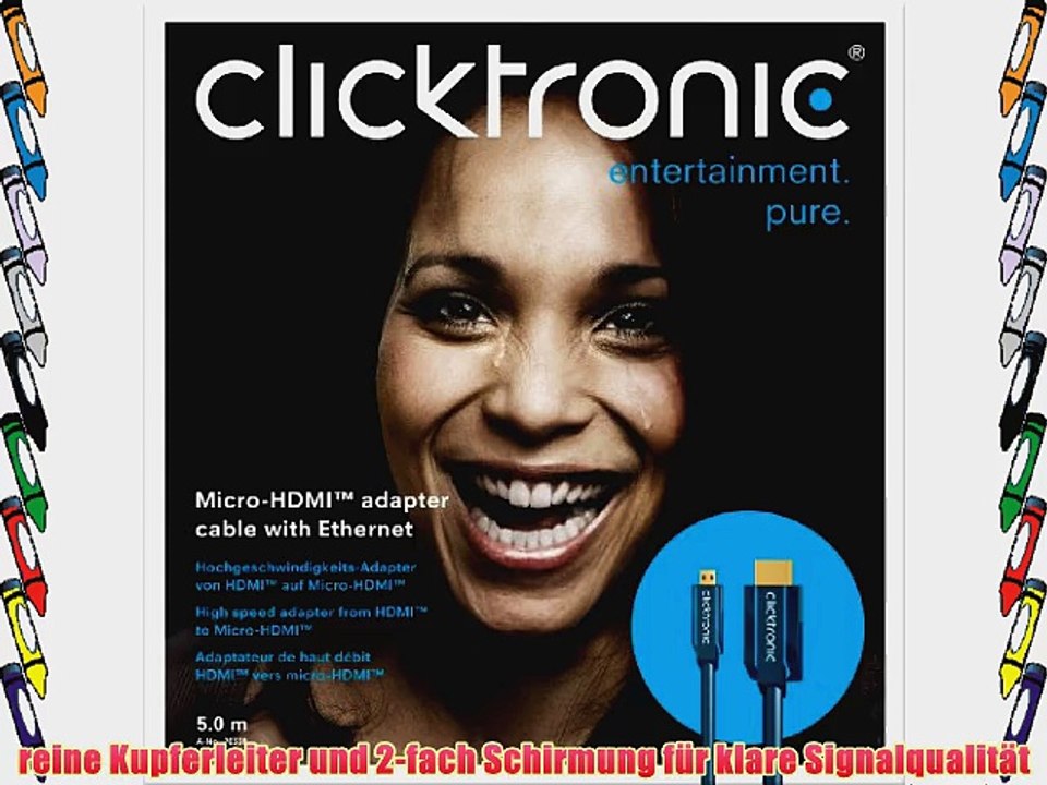 Clicktronic Casual Micro-HDMI Adapterkabel mit Ethernet (4K Ultra HD 3D-TV ARC 1m)