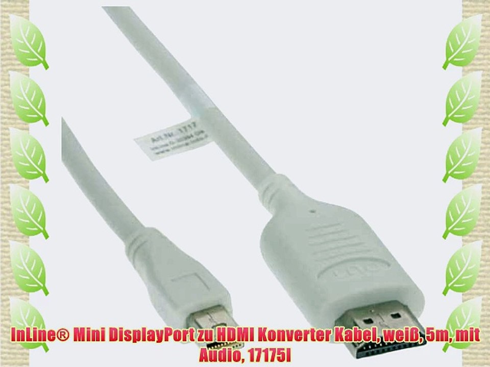 InLine? Mini DisplayPort zu HDMI Konverter Kabel wei? 5m mit Audio 17175I