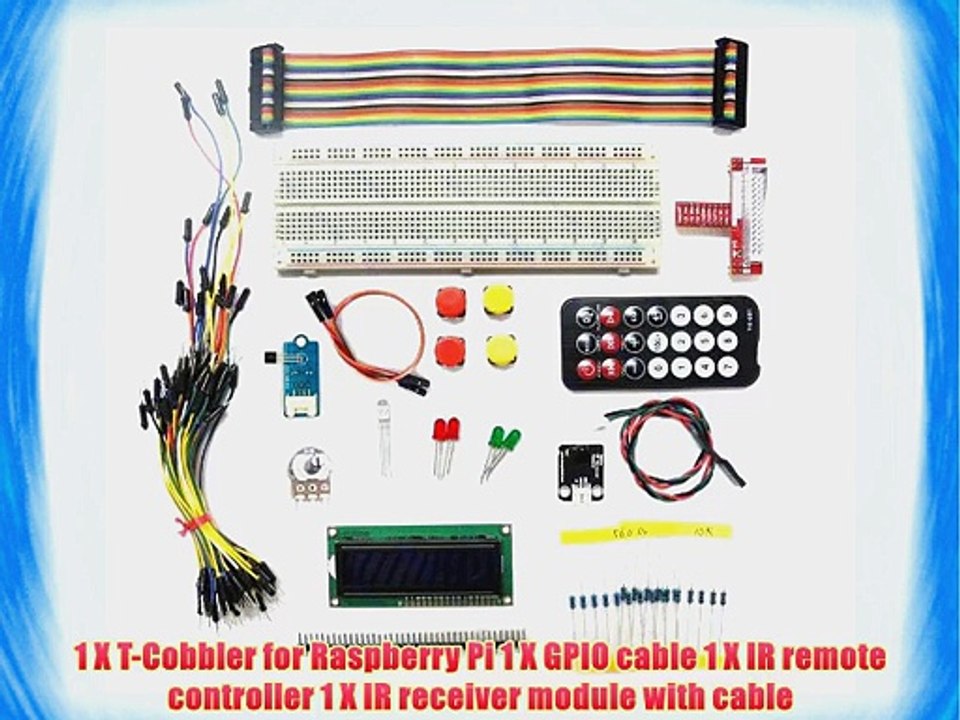 Raspberry Pi GPIO Electronics Starter Kit 1602 LCDT-CobblerIR remoteSwitch