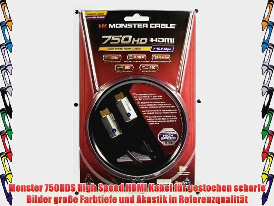 Monster High Speed HDMI Kabel 750HDS mit Ethernet (102 Gbps) 1 Meter
